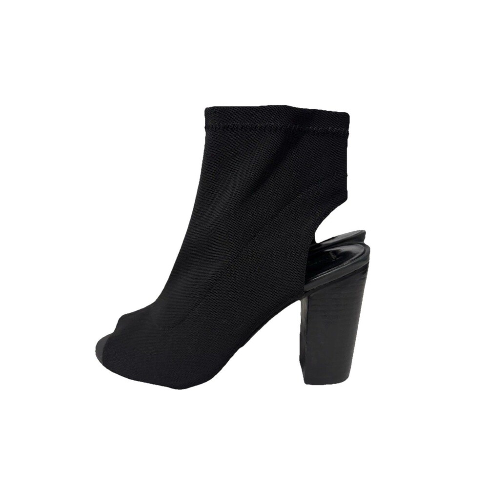 Steve Madden Women Black Stretch Open Toe Ankle Bottie Block Heels US 7.5